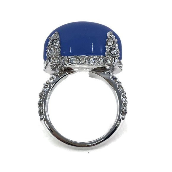 Silver Tone Nolan Miller Clear and Blue Stone Ring - Picture 4 of 10